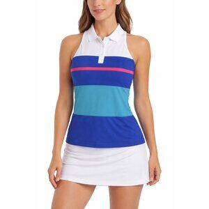 Fila Sleeveless Golf Polo Tank Built-in Bra Colorblock M